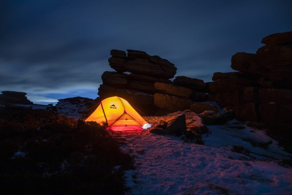 MSR Access 2 pitched by the Coach and Horses rocks on Derwent Edge