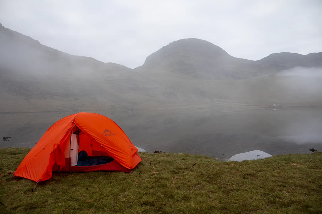 MSR Access 2 pitched at Sty Head Tarn in the Lake District