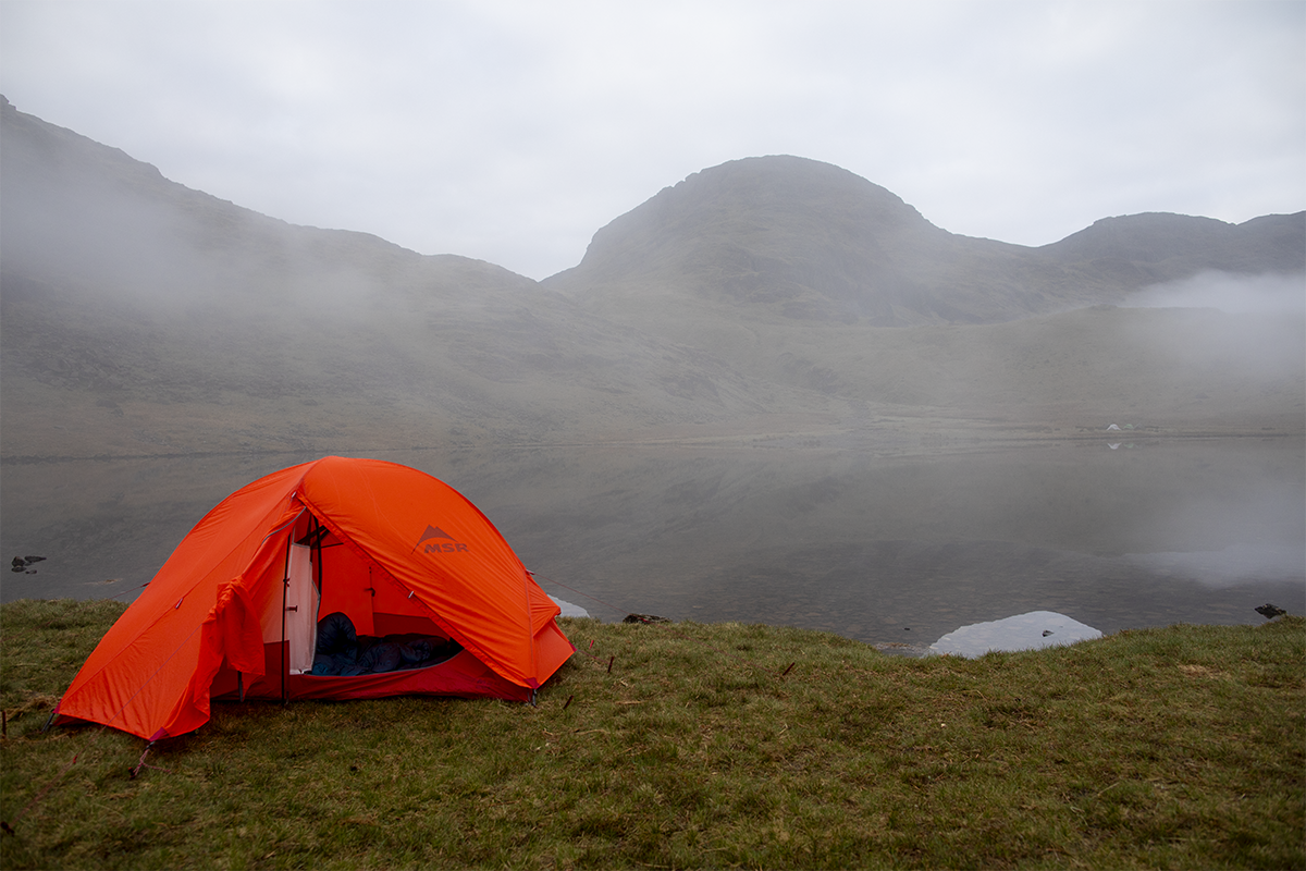 MSR Access 2 pitched at Sty Head Tarn in the Lake District