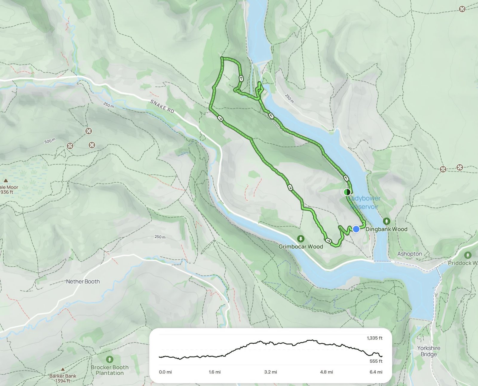 Crook Hill walk from Ladybower Reservoir: the circular route map